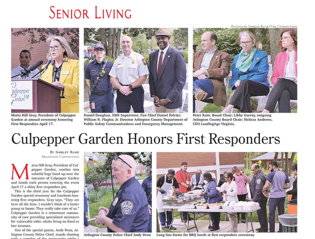Image of article on Culpepper Garden honoring first responders